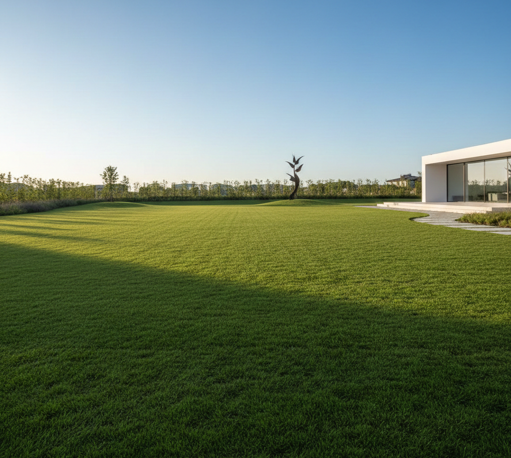 Beautifully maintained lawn after professional mowing